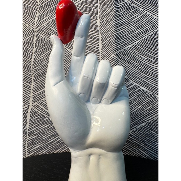 Other - A Pinch‎ of Love Hand Sculpture Holding Red Heart White Ceramic